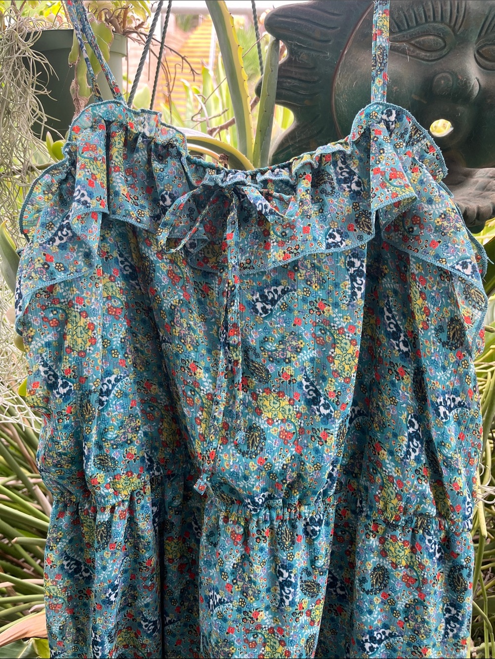 Mossimo Supply Co. Teal Floral Ruffle Sundress